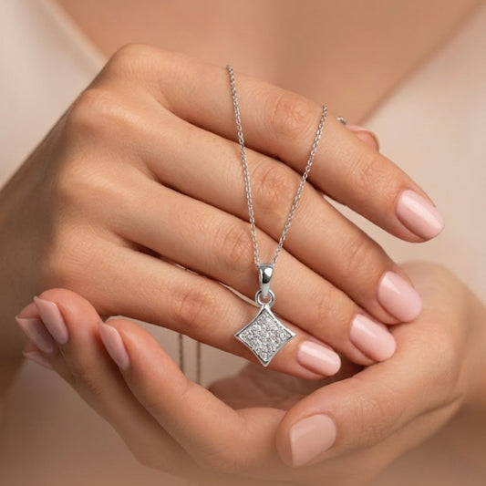 Akshat Sapphire 925 Sterling Silver Diamond Shape Pendant | Silver Locket for Women(P10102)