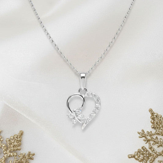 Sterling Silver Heart Pendant with 18 Inches Anchor Chain for Women by Akshat Sapphire 92.5 Silver PSA0507