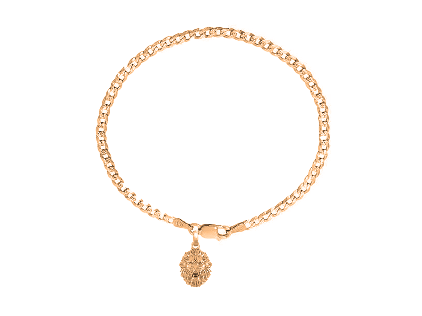 22KT gold plated 92.5% pure Sterling Silver Curb Designer Bracelet with Charm Narsimha for Men & Boys