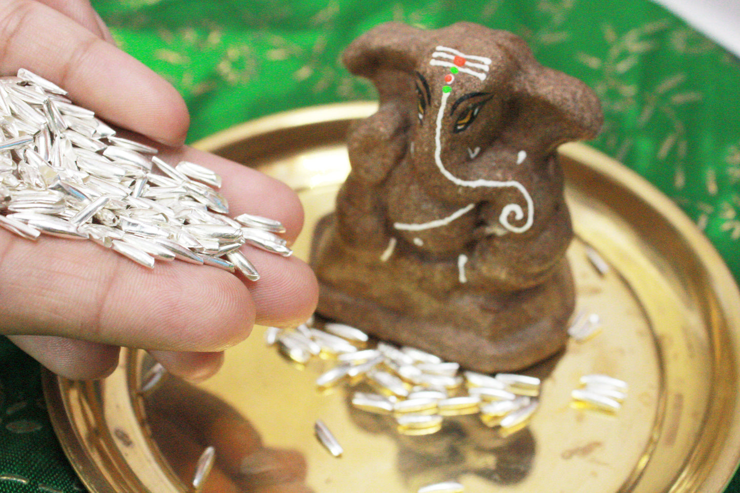 Silver (98% purity) Holy and sacred Rice 101 peaces for Pooja and Gift, Pure Silver Chawal for temple and worship
