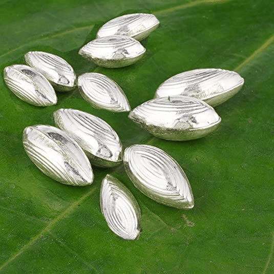 Silver (98% purity) Holy and sacred cardamom 11 Quantity for Pooja and Gift, Pure Silver Elaichi for temple and worship