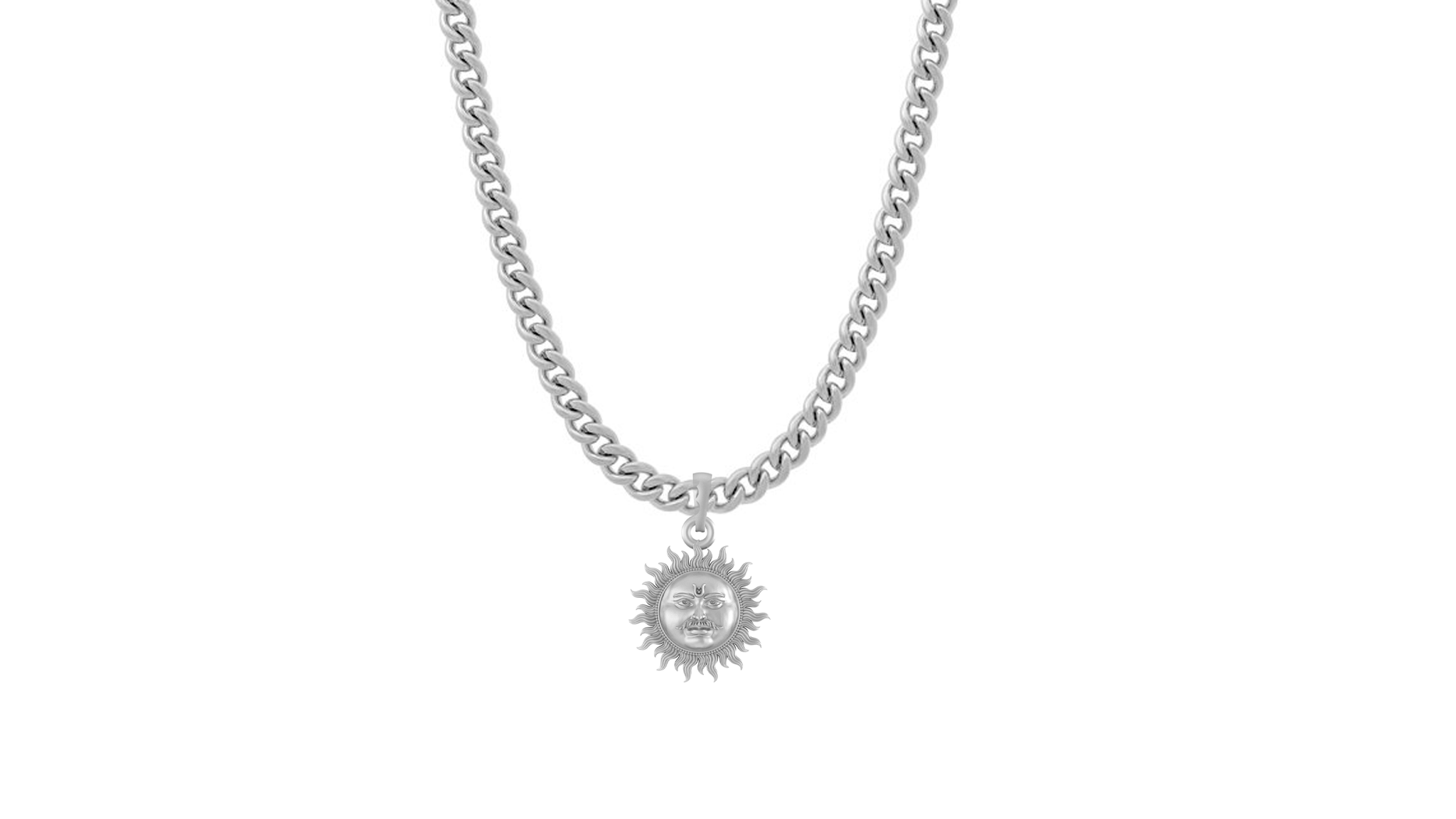 Akshat Sapphire Sterling Silver (92.5% purity) Divine God Sun Chain Pendant  (Pendant with Curb Chain-22 inches) for Men & Women Pure Silver Lord Surya Chain Locket for Good Health & Wealth Akshat Sapphire