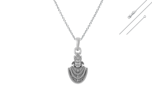 Akshat Sapphire Sterling Silver (92.5% purity) God Baba Khatu Shyam Chain Pendant (Pendant with Anchor Chain- 22 inches) for Men & Women Pure Silver Lord Baba Khatu Shyam Chain Locket for Good Health & Wealth Akshat Sapphire