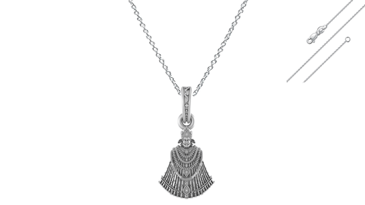 Akshat Sapphire Sterling Silver (92.5% purity) God Baba Khatu Shyam Chain Pendant (Pendant with Anchor Chain-22 inches) for Men & Women Pure Silver Lord Baba Khatu Shyam Chain Locket for Good Health & Wealth Akshat Sapphire