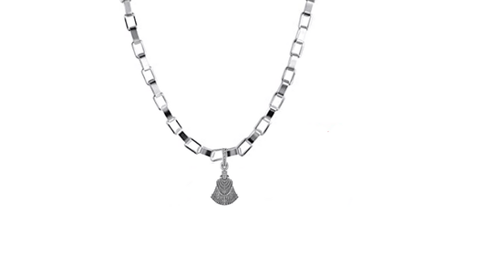 Akshat Sapphire Sterling Silver (92.5% purity) God Baba Khatu Shyam Chain Pendant (Pendant with Box Chain-22 inches) for Men & Women Pure Silver Lord Baba Khatu Shyam Chain Locket for Good Health & Wealth Akshat Sapphire