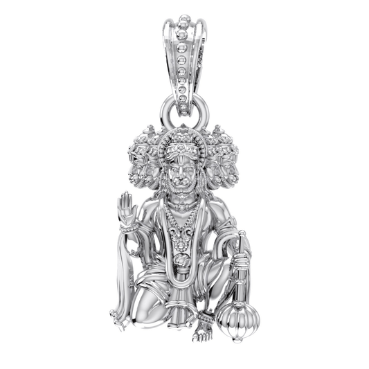 Akshat Sapphire Sterling Silver (92.5% purity) God Panchmukhi Hanuman Pendant for Men & Women Pure Silver Lord Panchmukhi Hanuman Locket for Good Health & Wealth Akshat Sapphire