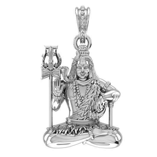 Akshat Sapphire Sterling Silver (92.5% purity) God Shiva Pendant for Men & Women Pure Silver Lord Shiv Locket for Good Health & Wealth Akshat Sapphire