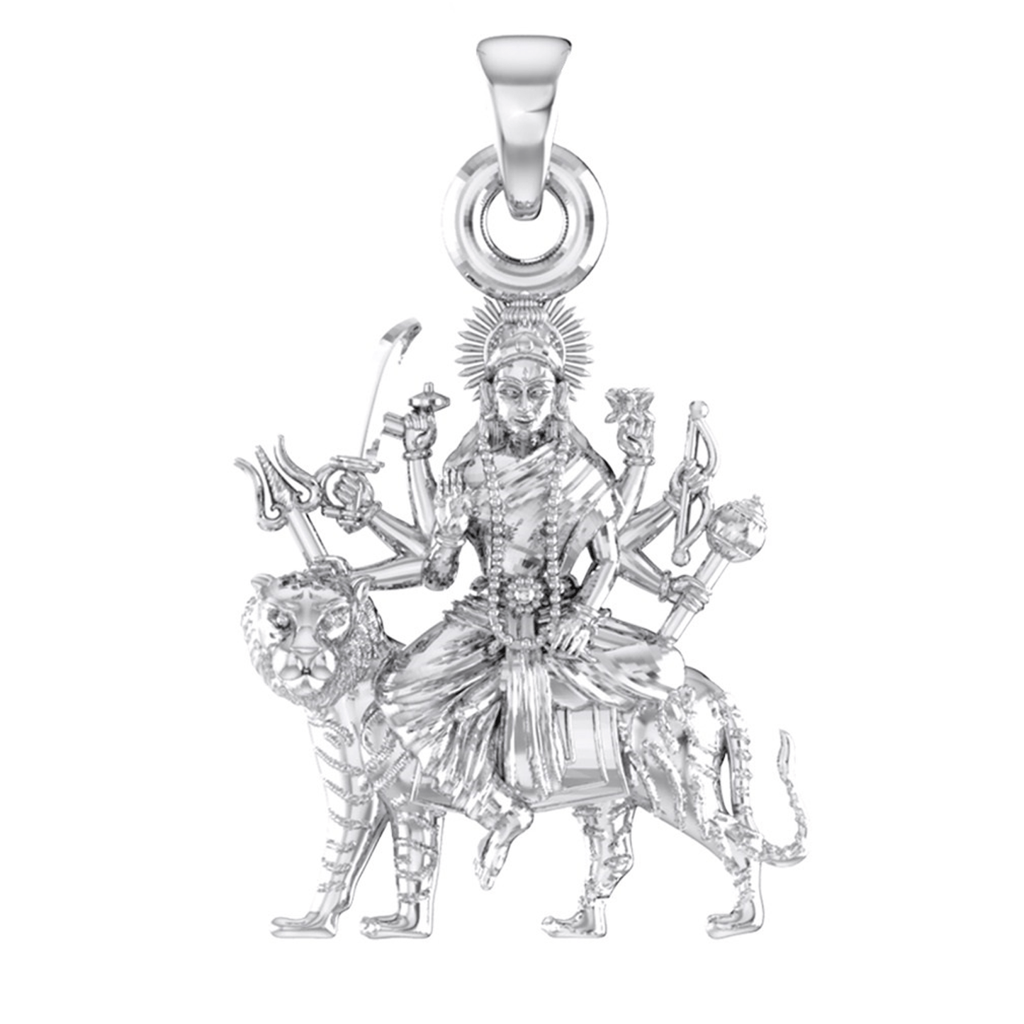 Akshat Sapphire Sterling Silver (92.5% purity) Goddess Durga maa Pendant for Men & Women Pure Silver Lord Durga Maa Locket for Good Health & Wealth Akshat Sapphire