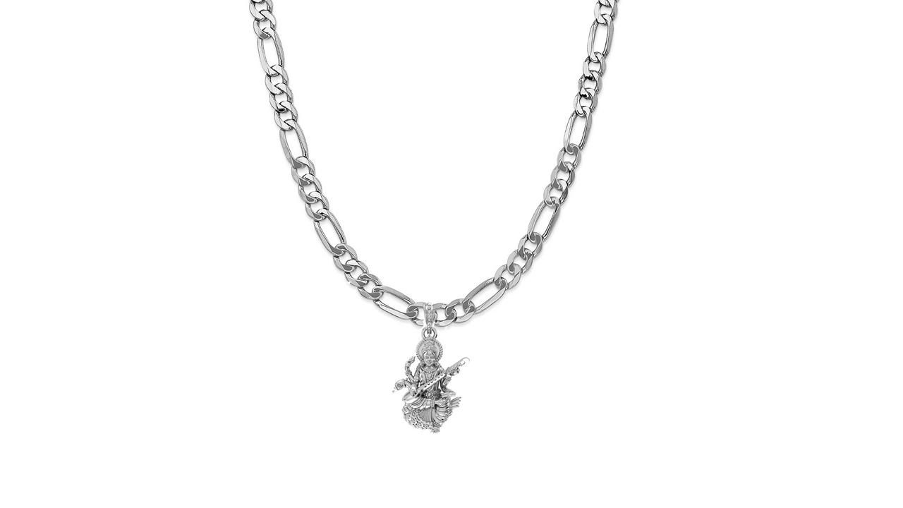 Akshat Sapphire Sterling Silver (92.5% purity) Stylish and Fashionable Fish  Chain Pendant (Pendant with Figaro Chain-22 inches) for Men & Women Pure