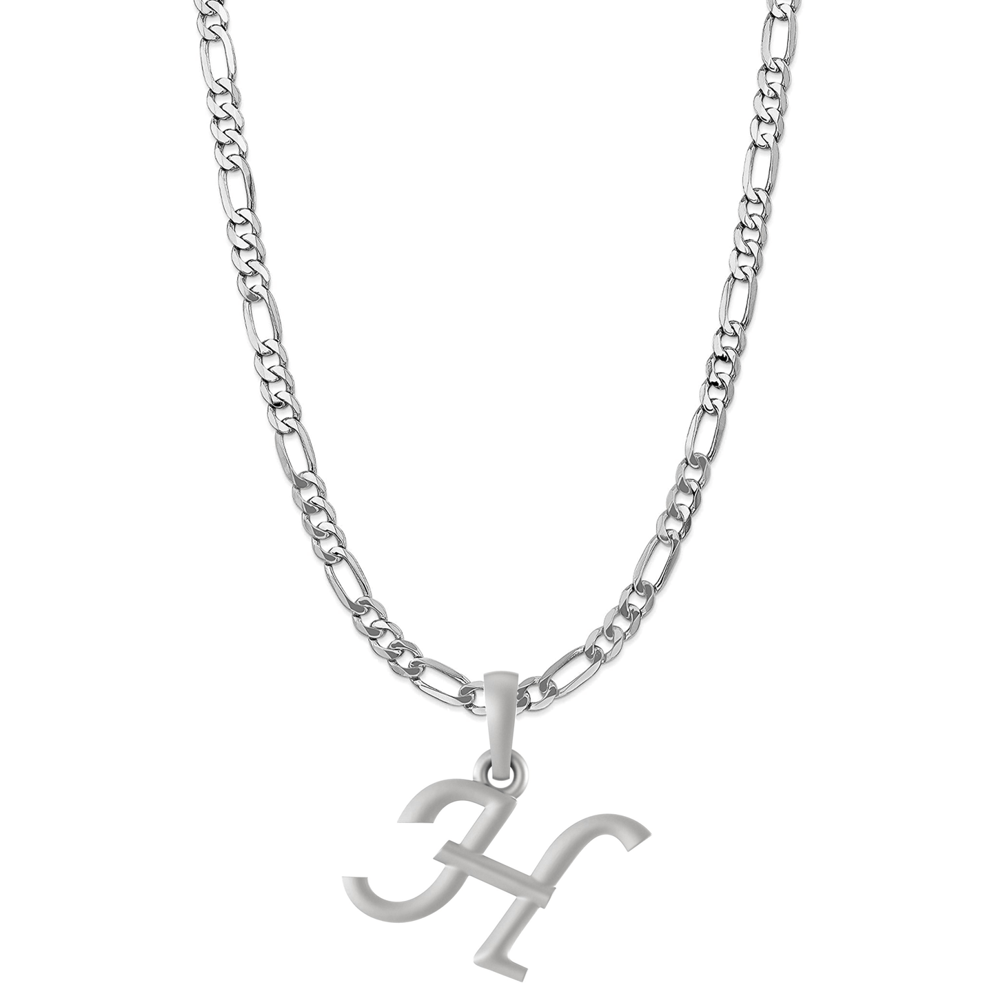 Akshat Sapphire Sterling Silver (92.5% purity) precious Name alphabet chain pendant (Pendnat with Figaro chain- 22 Inches) pure silver designer alphabet chain locket Akshat Sapphire