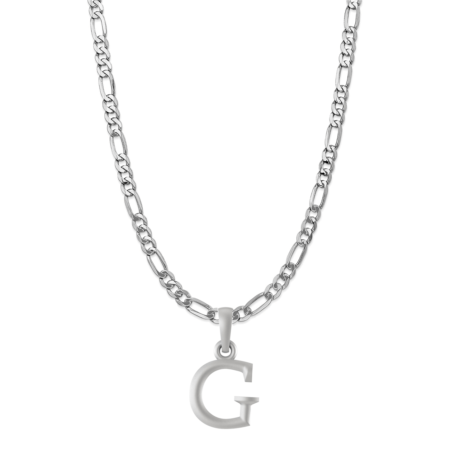 Akshat Sapphire Sterling Silver (92.5% purity) precious Name alphabet chain pendant (Pendnat with Figaro chain- 22 Inches) pure silver designer alphabet chain locket Akshat Sapphire