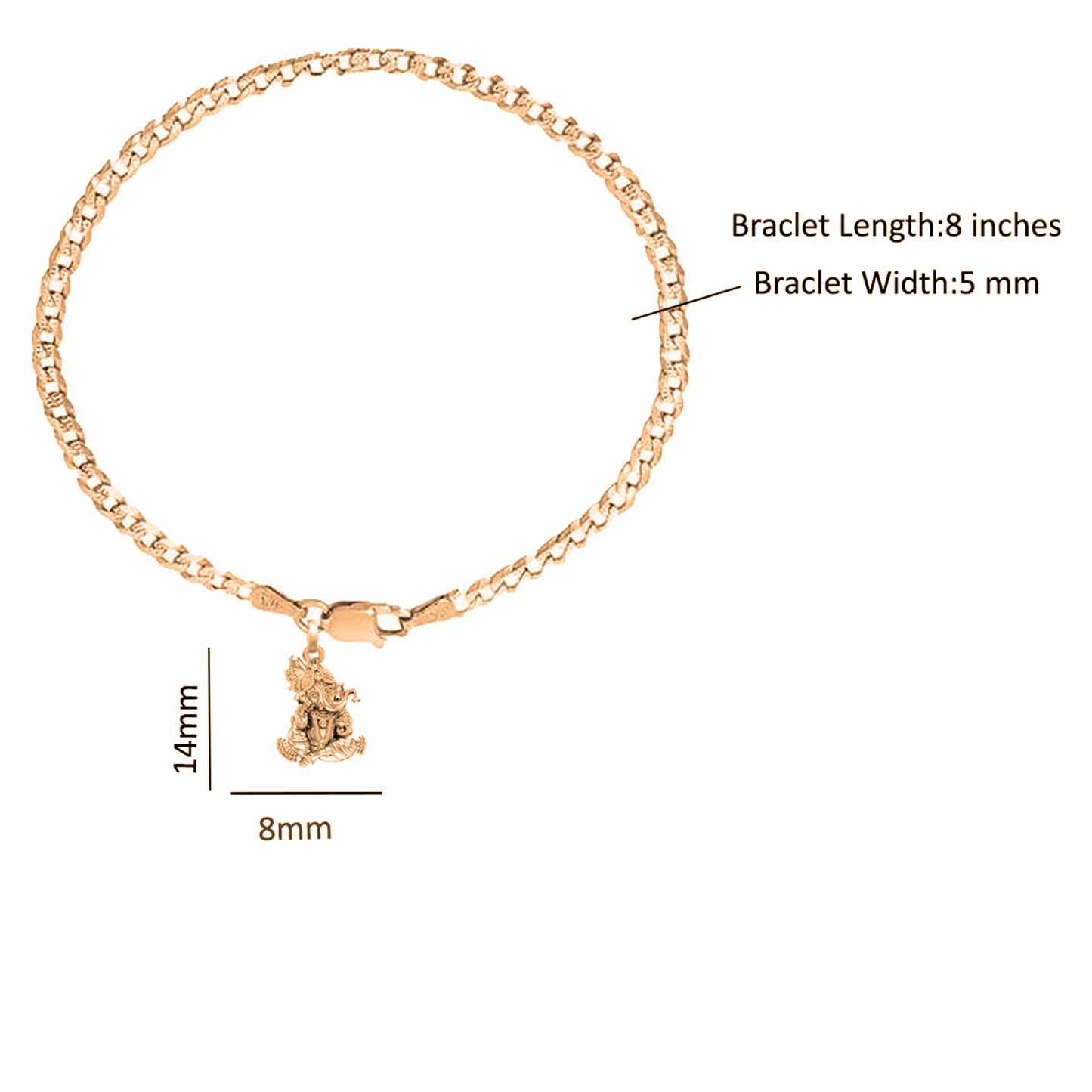 Akshat Sapphire 22KT gold plated 92.5% pure Sterling Silver Curb Designer Bracelet with Charm Ganesh for Men & Boys
