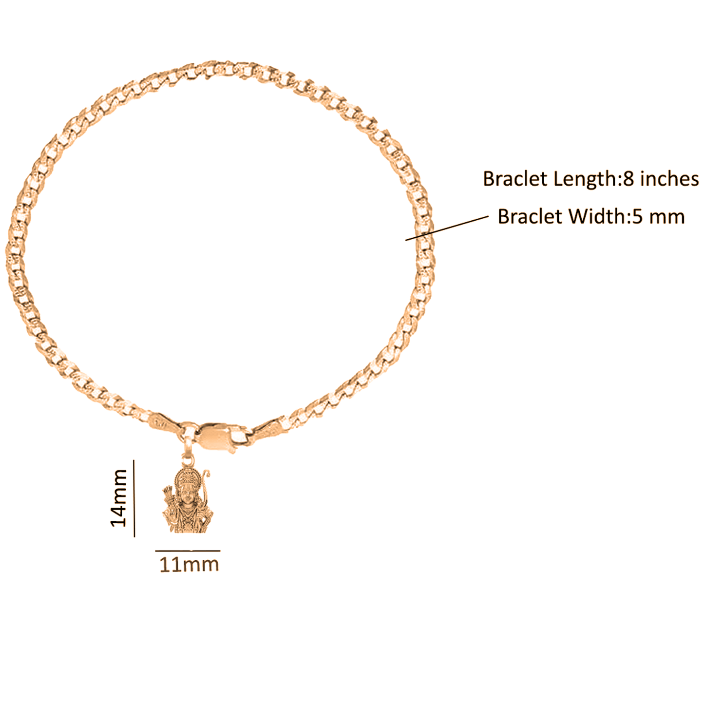 22KT gold plated 92.5% pure Sterling Silver Curb Designer Bracelet with Charm Ram for Men & Boys