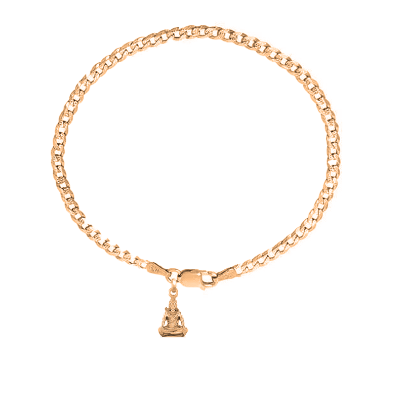 22KT gold plated 92.5% pure Sterling Silver Curb Designer Bracelet with Charm Shiva for Men & Boys