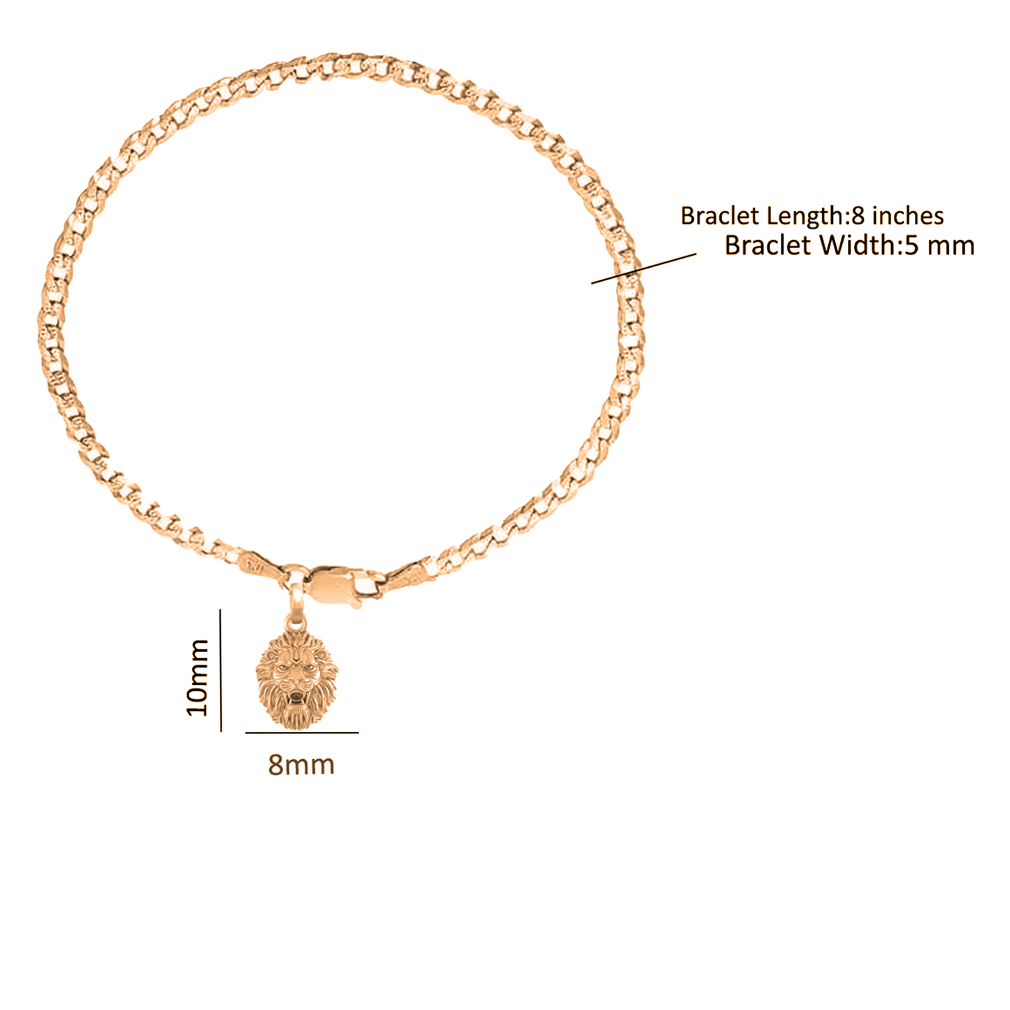 22KT gold plated 92.5% pure Sterling Silver Curb Designer Bracelet with Charm Narsimha for Men & Boys
