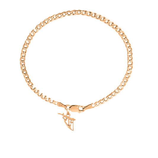 22KT gold plated 92.5% pure Sterling Silver Curb Designer Bracelet with Charm Ram Name for Men & Boys