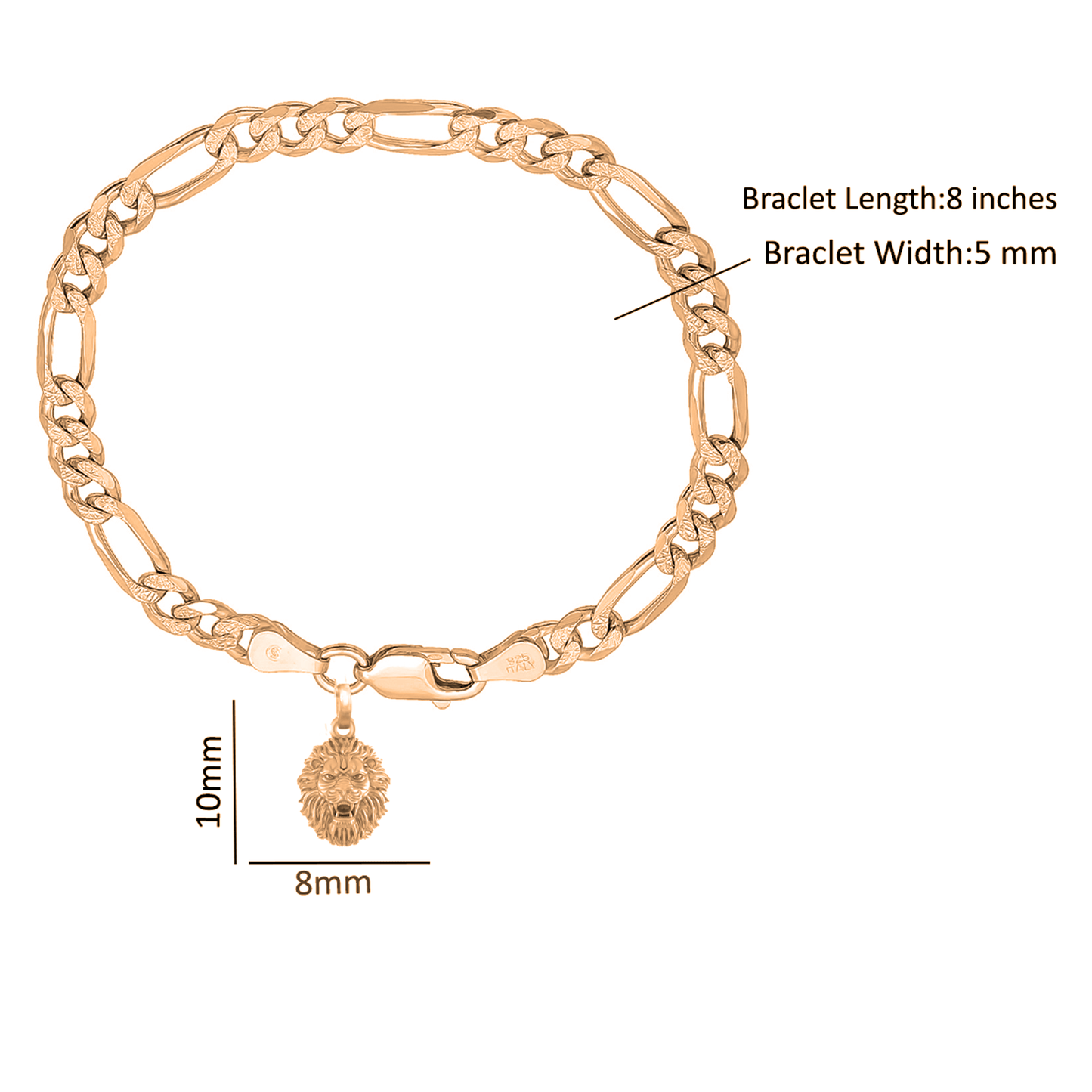 Akshat Sapphire 22KT gold plated 92.5% pure Sterling Silver Figaro Designer Bracelet with Charm Narsimha for Men