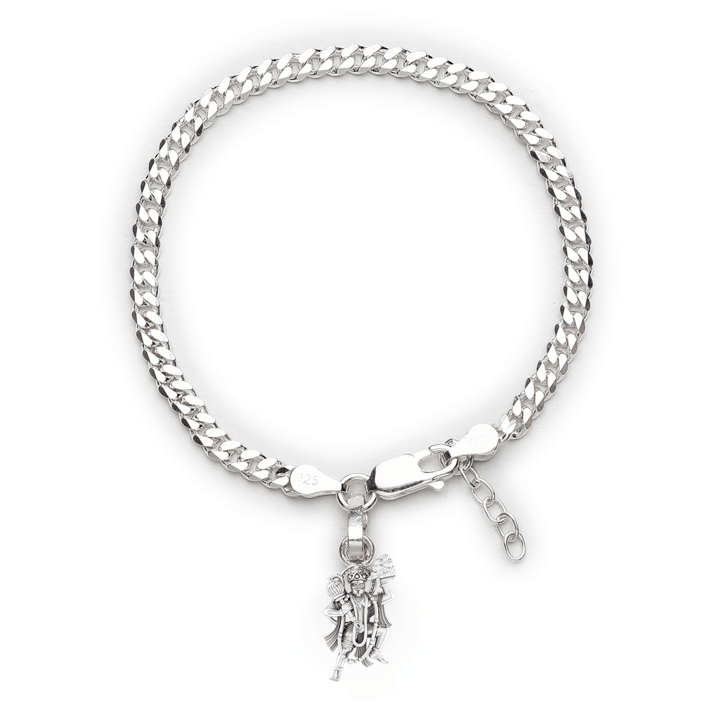 Akshat Sapphire 92.5% pure Sterling Silver Curb Designer Bracelet with Charm Shiva for Girls and Women