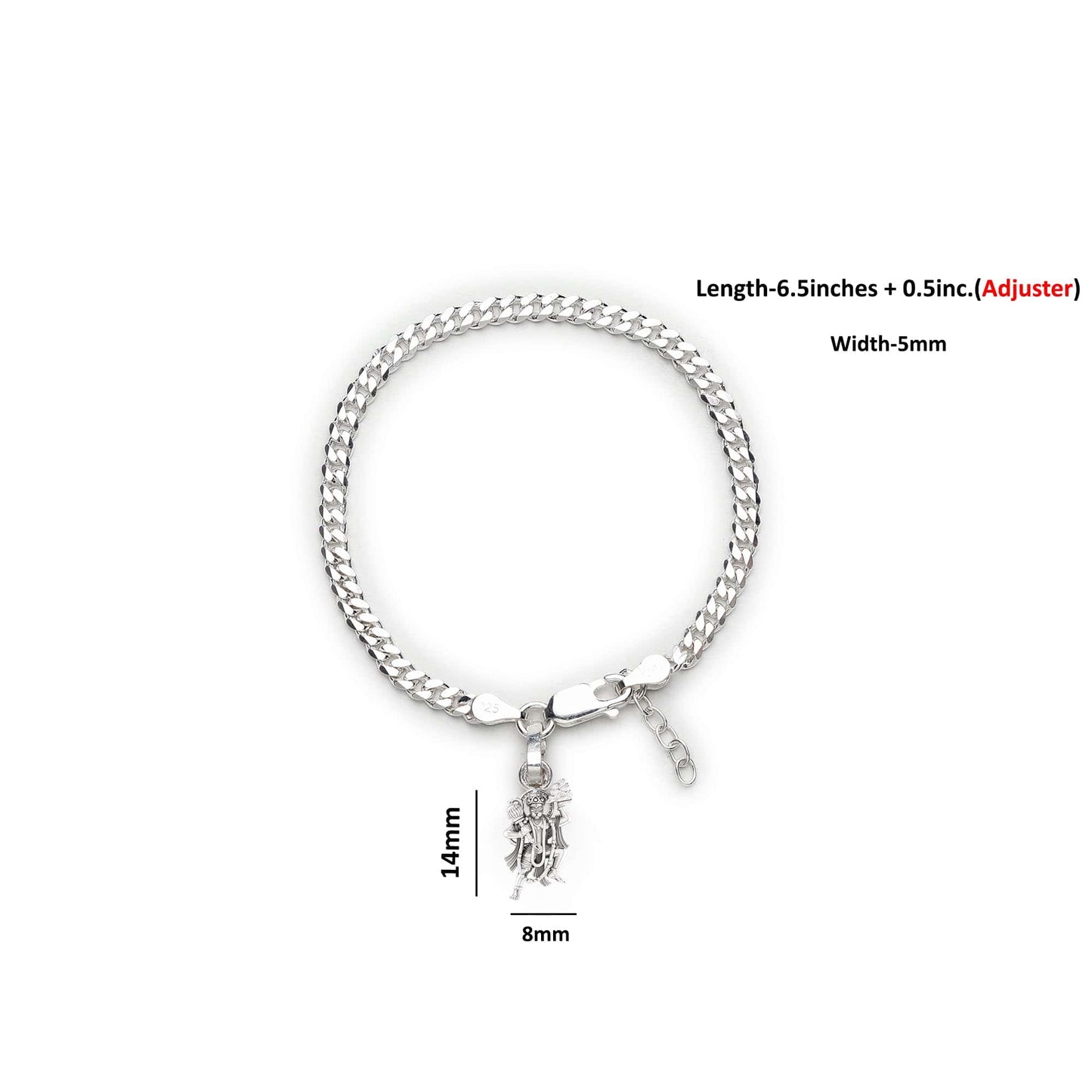 Akshat Sapphire 92.5% pure Sterling Silver Curb Designer Bracelet with Charm Shiva for Girls and Women