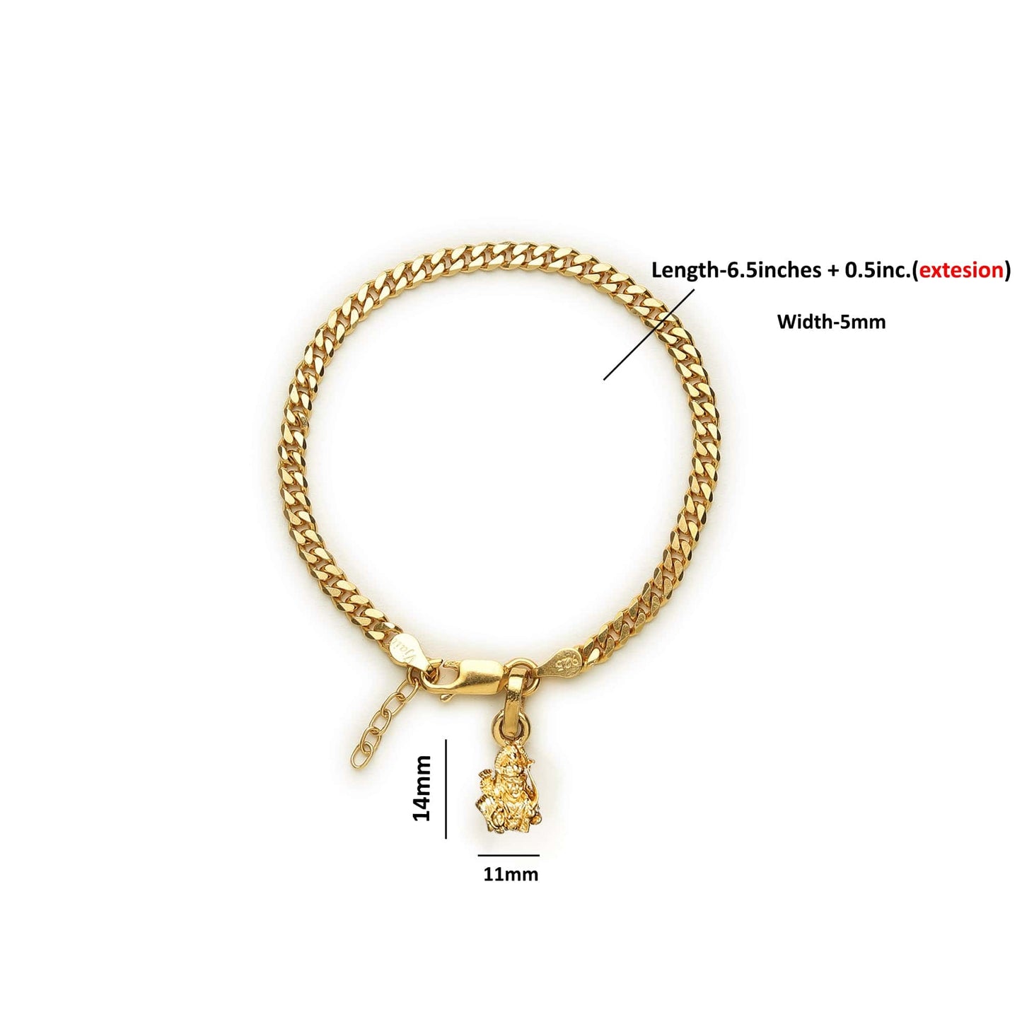 Akshat Sapphire 22KT gold plated 92.5% pure Sterling Silver Curb Designer Bracelet with Charm Ram for Girls and Women