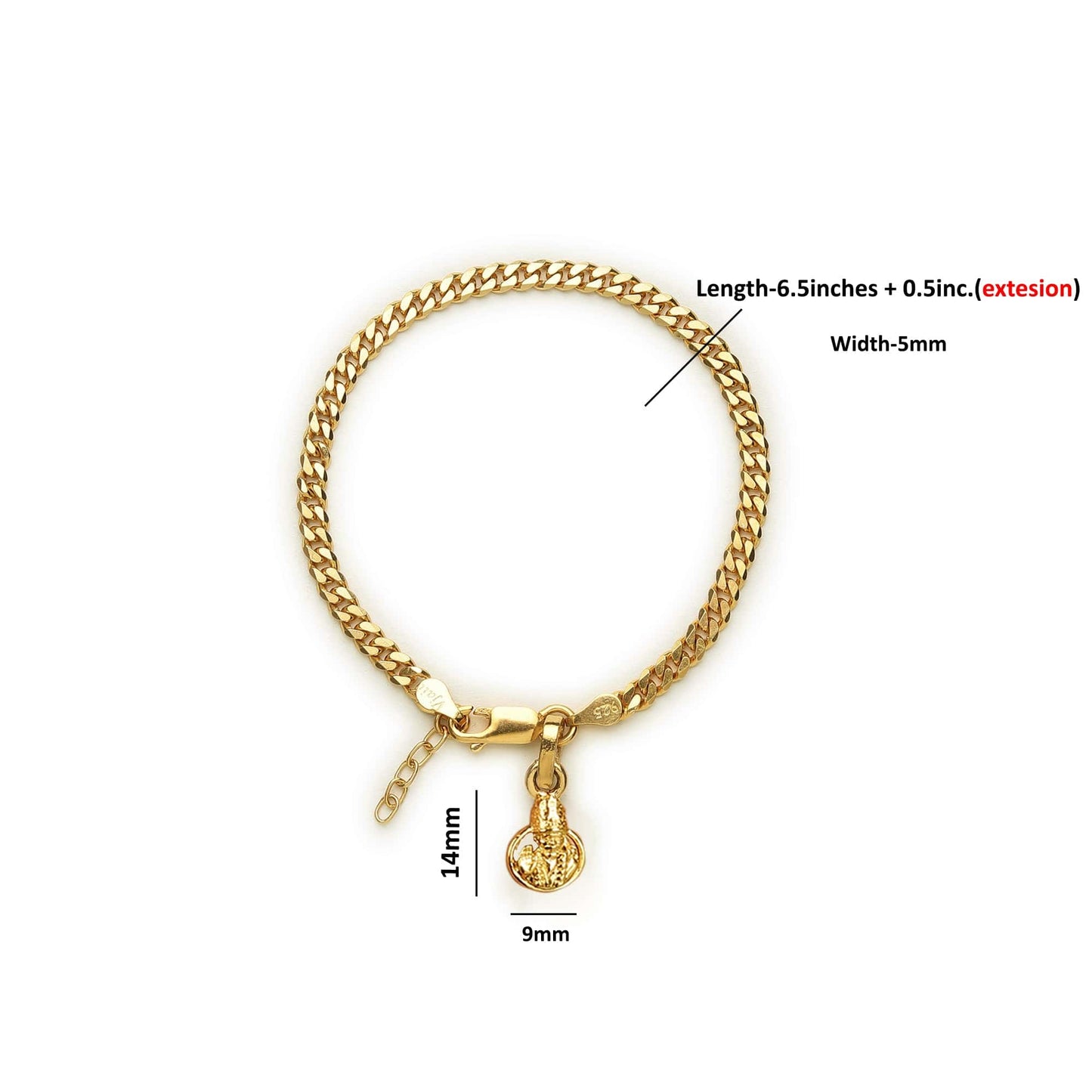 Akshat Sapphire 22KT gold plated 92.5% pure Sterling Silver Curb Designer Bracelet with Charm Sai Baba for Girls and Women