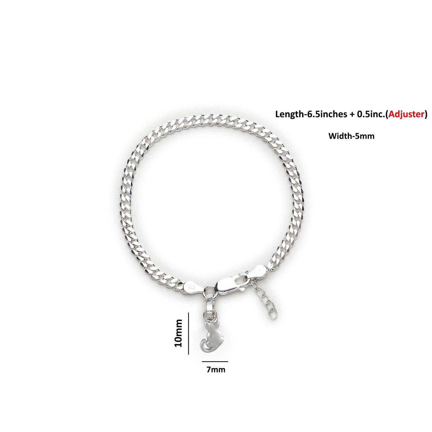 Akshat Sapphire 92.5% pure Sterling Silver Curb Designer Bracelet with fashionable Cat for Girls and Women