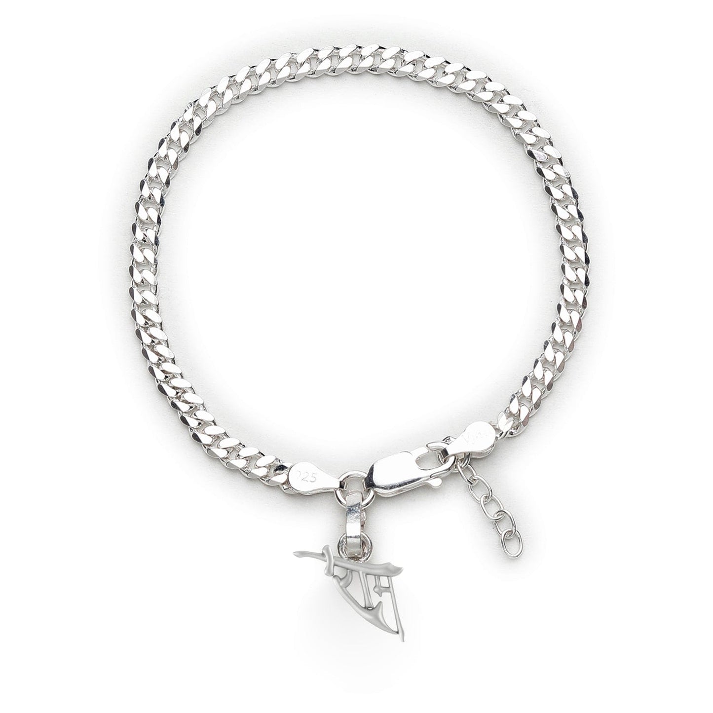 Akshat Sapphire 92.5% pure Sterling Silver Curb Designer Bracelet with Charm Ram Name for Girls and Women