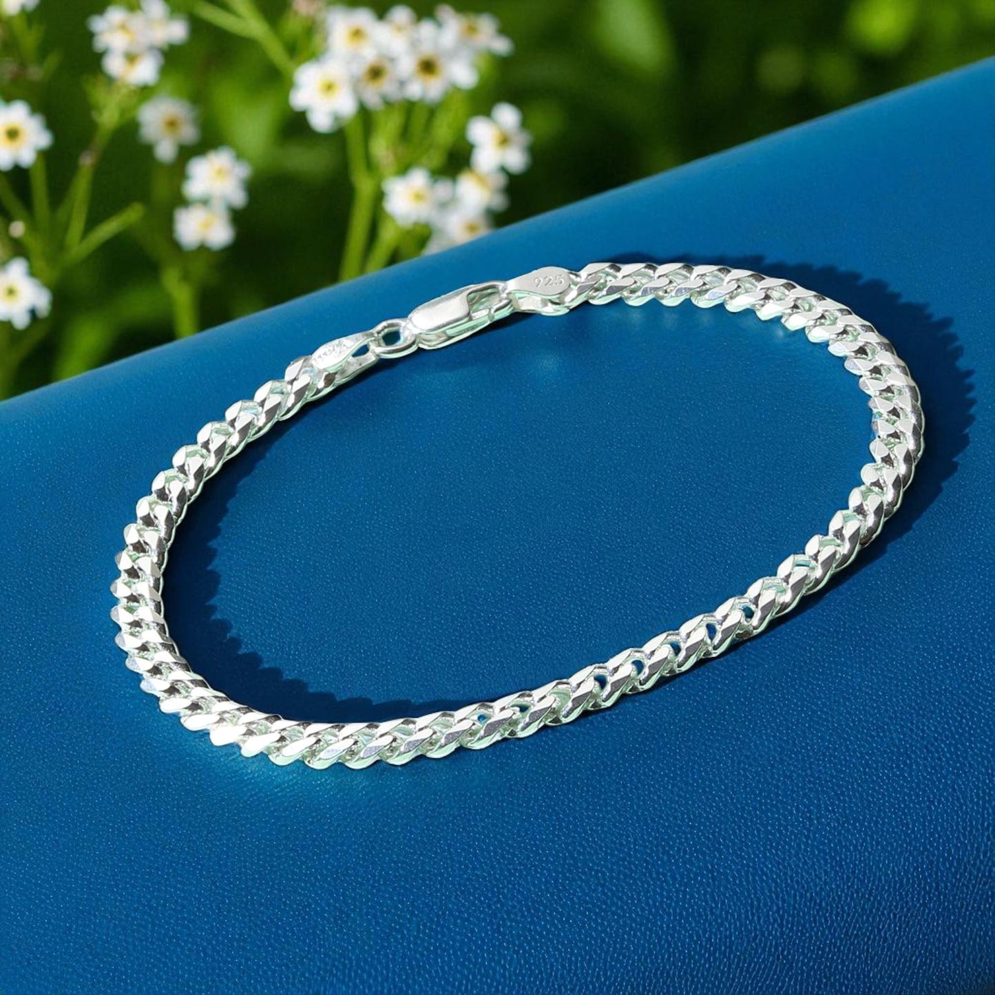 Sterling Silver (92.5% purity) Stylish and Fashionable Curb Bracelet for Men pure silver Bracelet