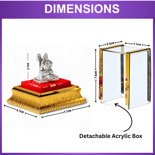 99.9% Pure Silver Lord Shiva Idol with Acrylic Box for Pooja Room, office desk, Car Dashboard