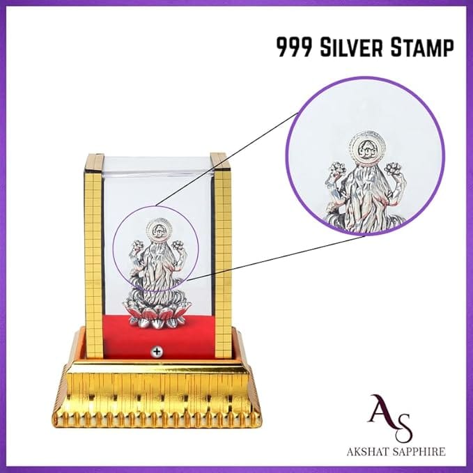 99.9% Pure Silver Lord Ganesha Idol with Acrylic Box for Pooja Room, office desk, Car Dashboard