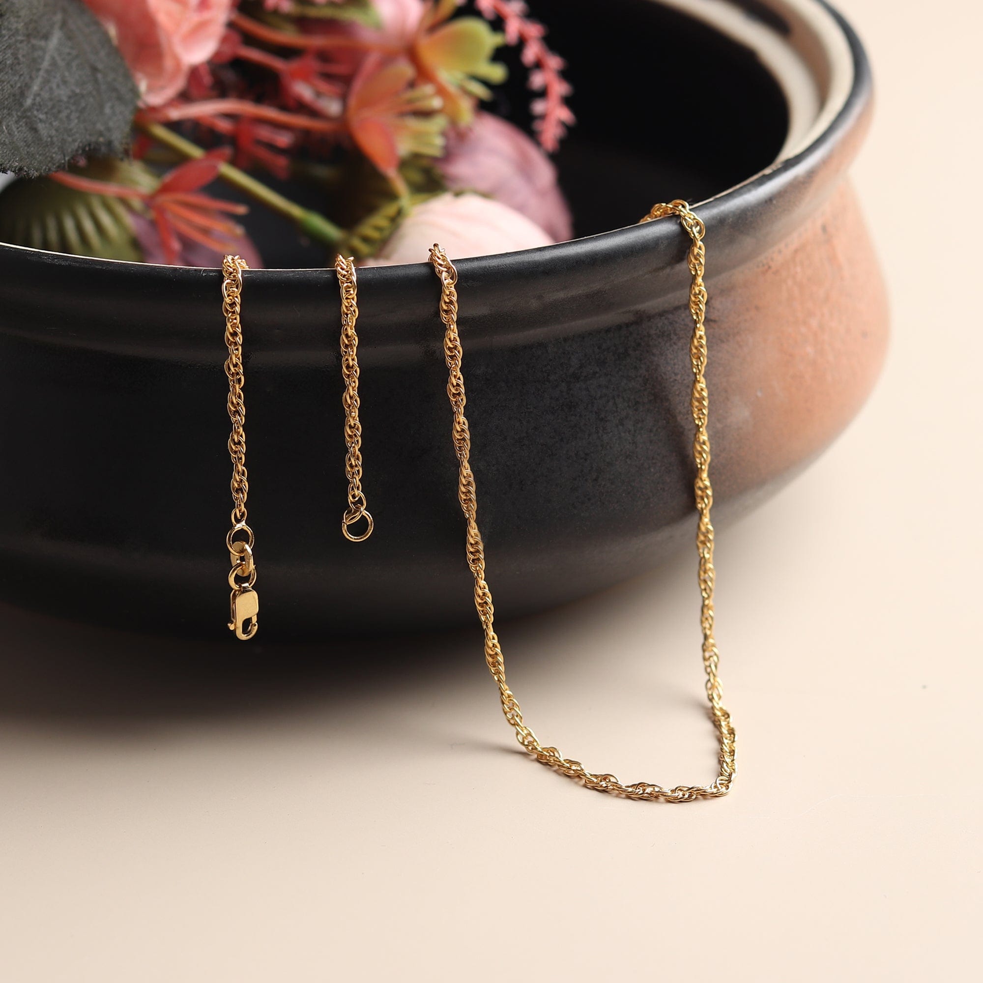 22 CT Gold Plated Silver (92.5% purity) Italian Rope chain (22