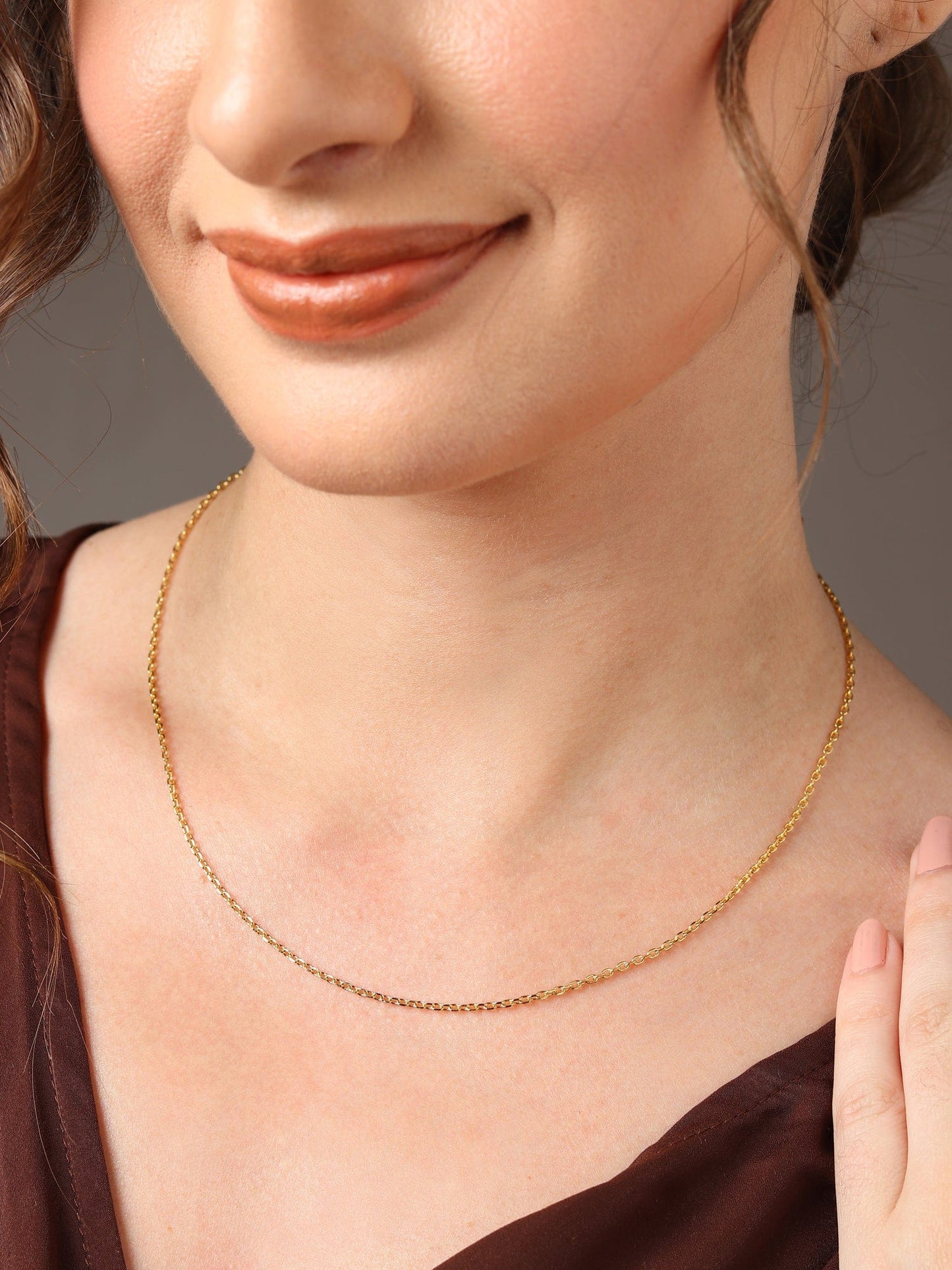 22 CT Gold Plated Silver (92.5% purity) Italian Anchor chain by for Girls and Women