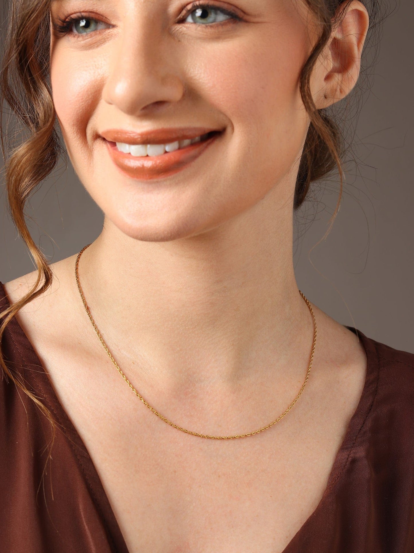22 CT Gold Plated Silver (92.5% purity) Italian Rope chain for Girls and Women