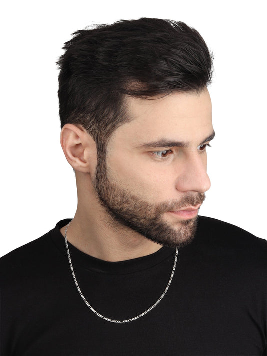 Italian Figaro Chain for Men 22 Inches by Akshat Sapphire 92.5 Silver MPSF