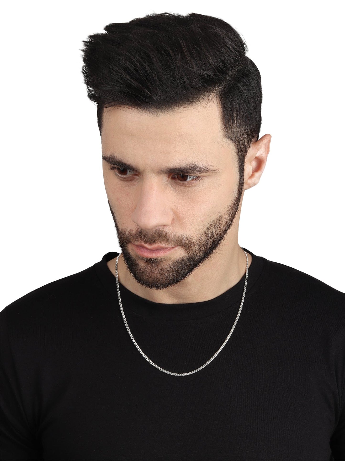 Sterling Silver (92.5% purity) Italian Curb chain (22 inches) for Men, Boys Girls and Women