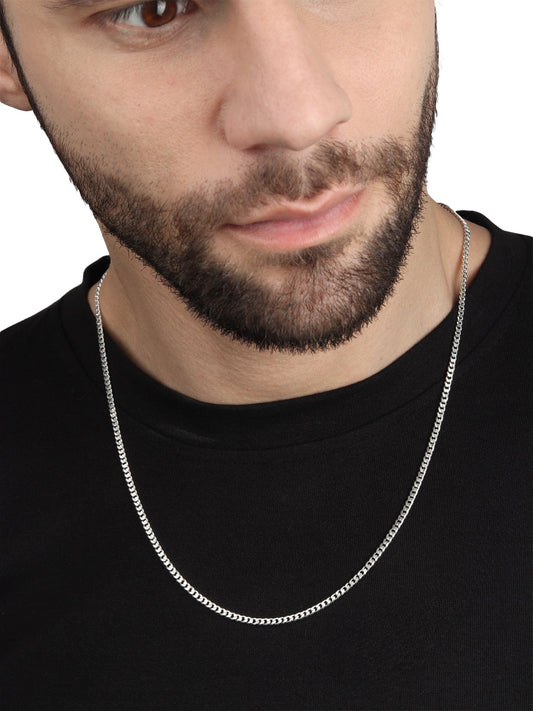 Sterling Silver (92.5% purity) Italian Curb chain (22 inches) for Men, Boys Girls and Women