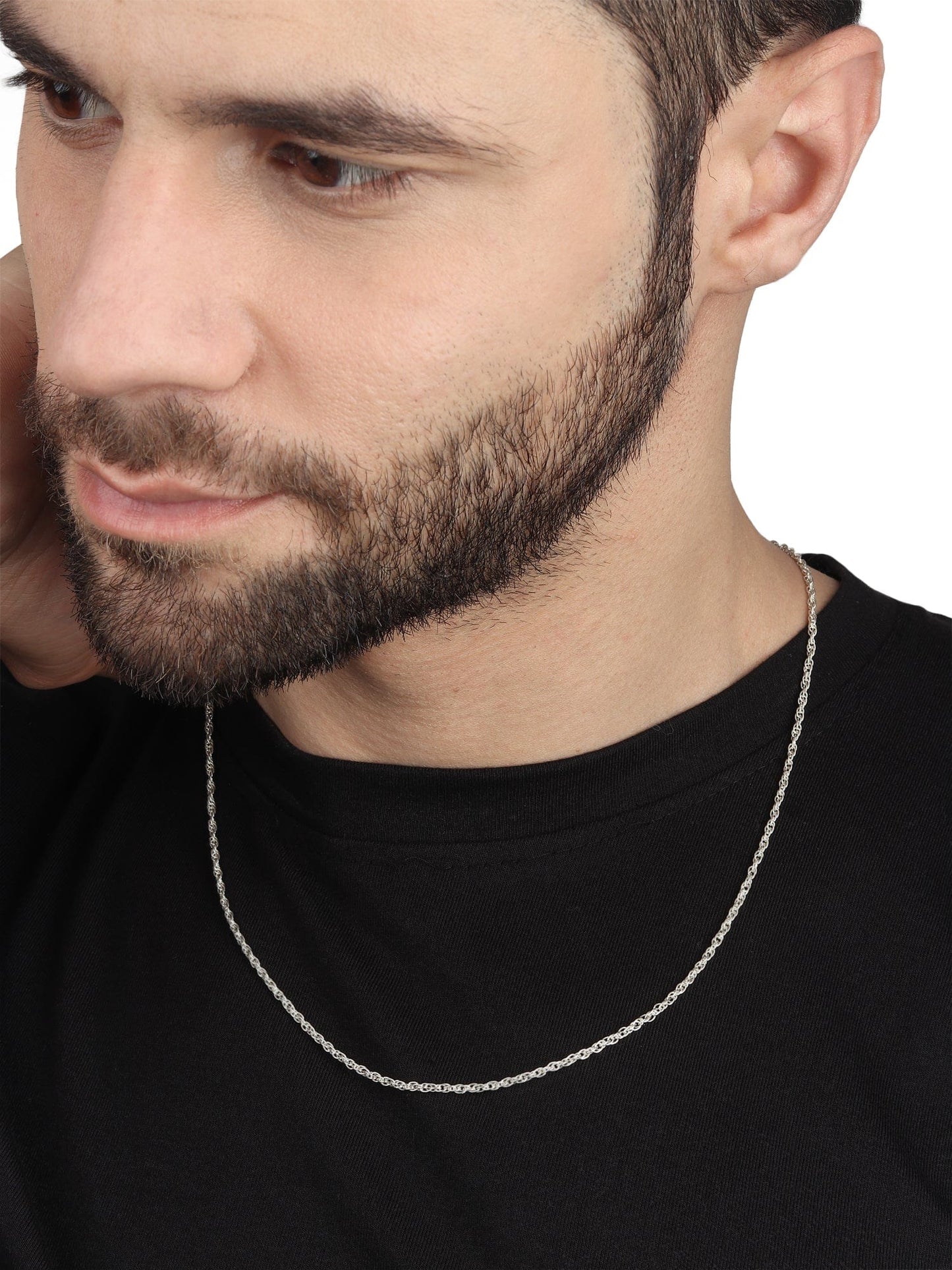 Sterling Silver (92.5% purity) Italian Rope chain (22 inches) for Men, Boys Girls and Women