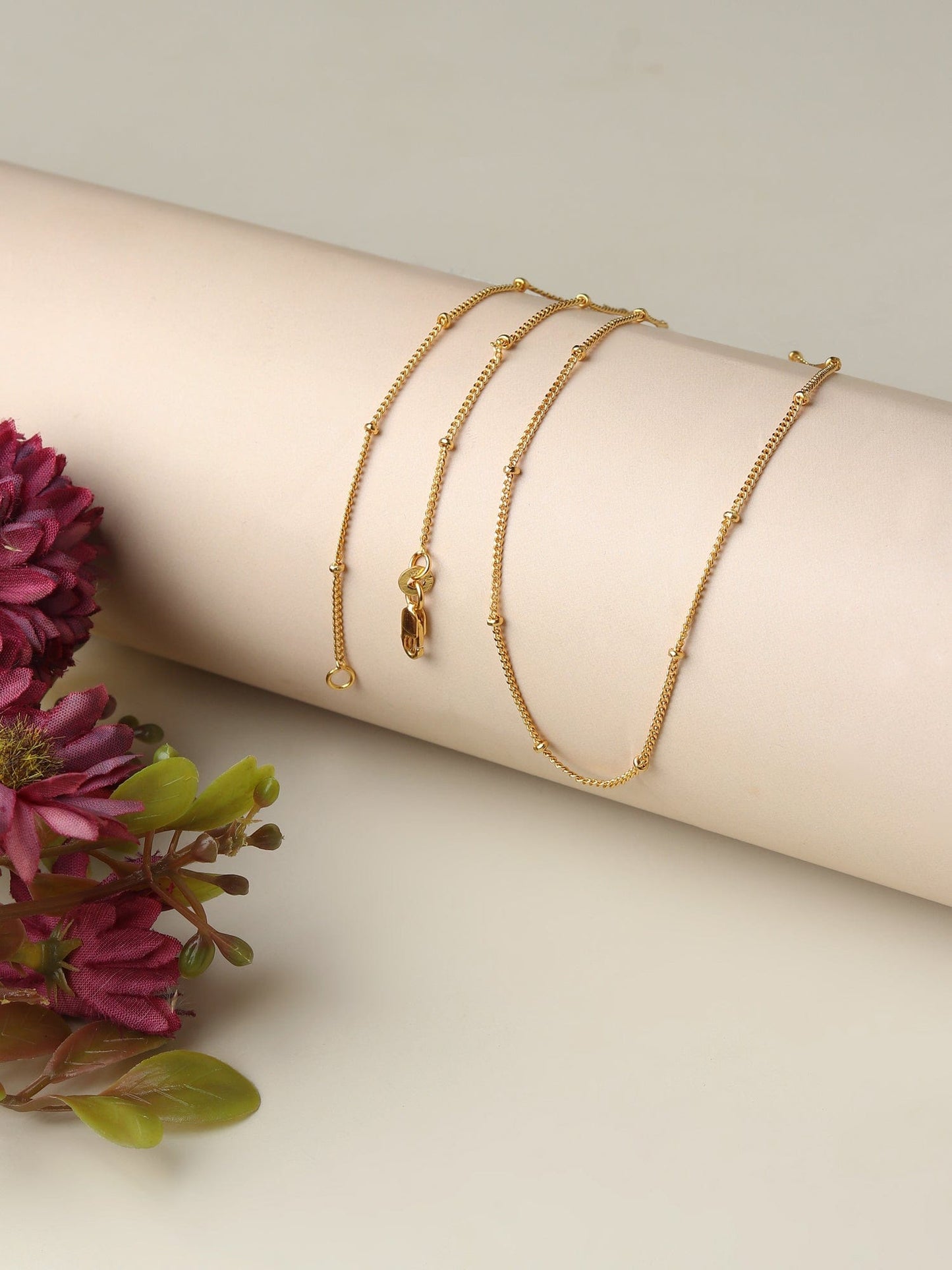 22 CT Gold Plated Silver (92.5% purity) Italian Ball chain for Girls and Women
