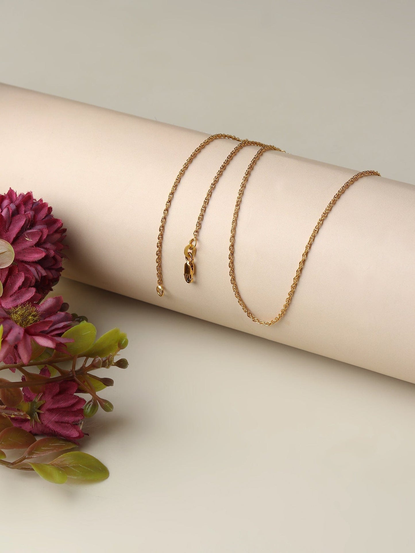 22 CT Gold Plated Silver (92.5% purity) Italian Rope chain for Girls and Women