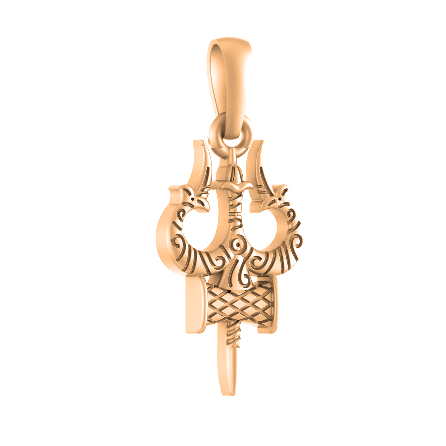 22 CT Gold Plated Silver (92.5% purity) Spiritual Shiva Trishul Pendant by for Kids & Woman