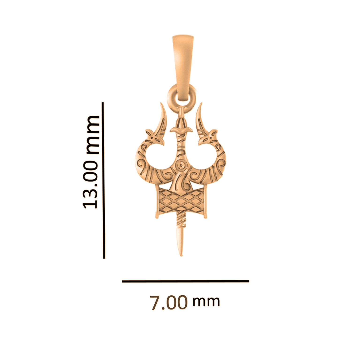 22 CT Gold Plated Silver (92.5% purity) Spiritual Shiva Trishul Pendant by for Kids & Woman