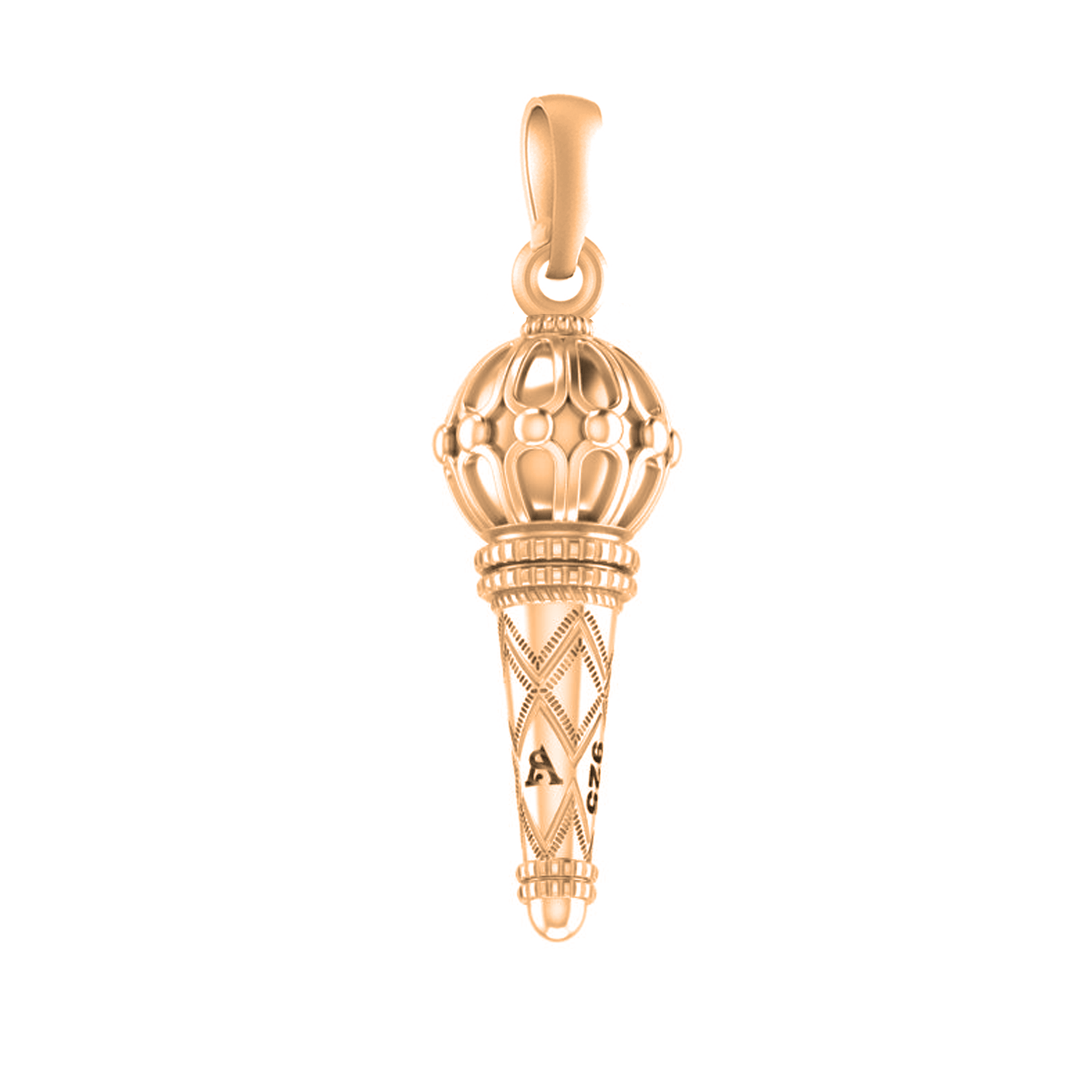 22 CT Gold Plated Silver (92.5% purity) God Hanuman Bajrang Bali Gada Pendant by for Kids