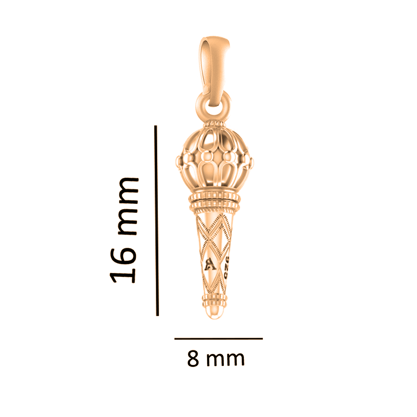 22 CT Gold Plated Silver (92.5% purity) God Hanuman Bajrang Bali Gada Pendant by for Kids