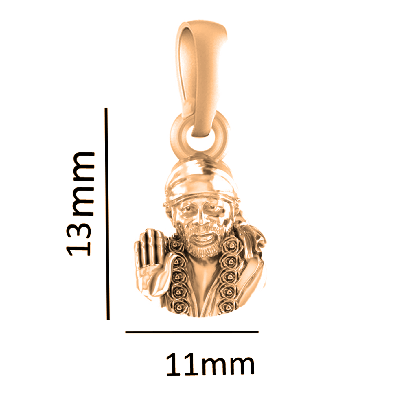 22 CT Gold Plated Silver (92.5% purity) God Shirdi Sai Baba Pendant by For Kids and woman