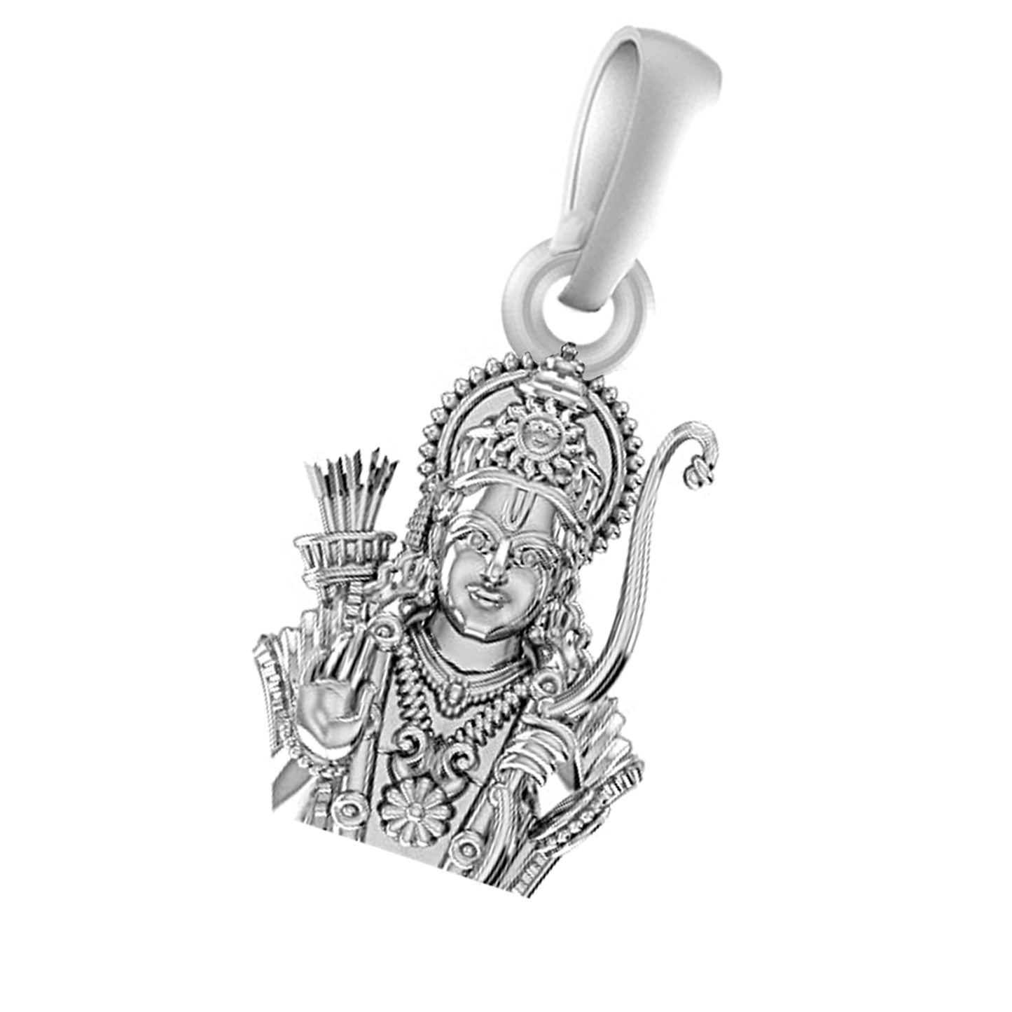 92.5% Pure Sterling Silver God Shree Ram Pendant for Kids & Woman