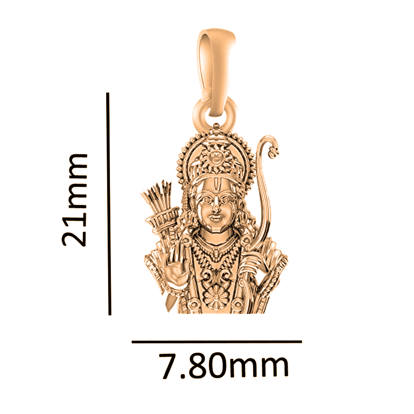 22 CT Gold Plated Silver (92.5% purity) God Shree Ram Pendant by for Kids & Woman