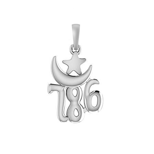 92.5% Pure Sterling Silver religious and lucky 786 Pendant for Kids and Woman