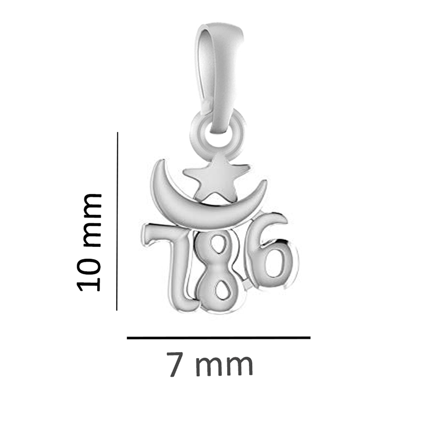 92.5% Pure Sterling Silver religious and lucky 786 Pendant for Kids and Woman