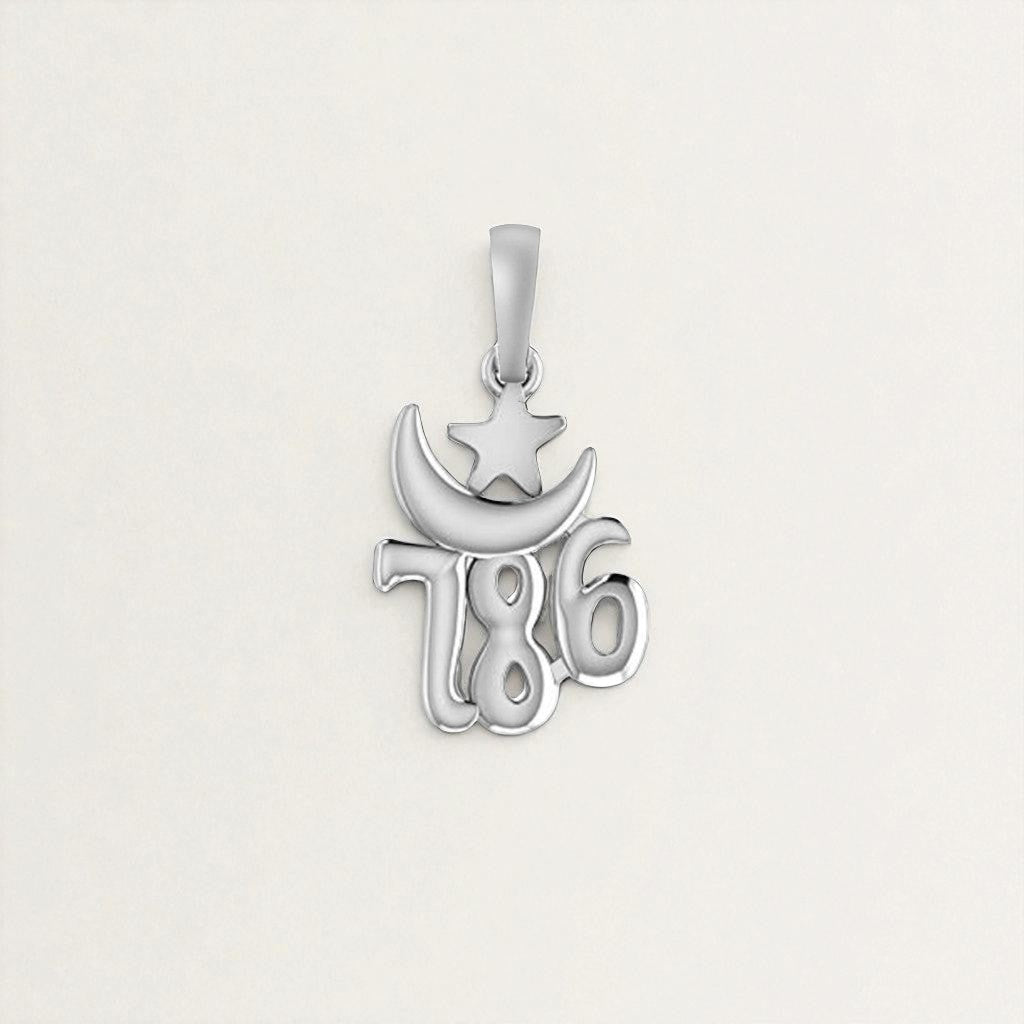 92.5% Pure Sterling Silver religious and lucky 786 Pendant for Kids and Woman