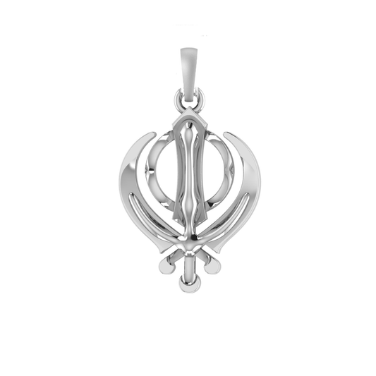 92.5% Pure Sterling Silver Sikh Khanda symbol Pendant for Kids and Woman